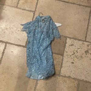 High neck blue sparkle dance costume unitard